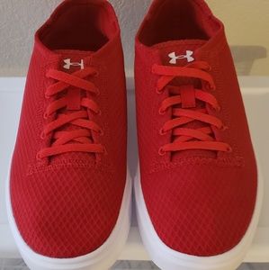 Red Under Armour running sneakers